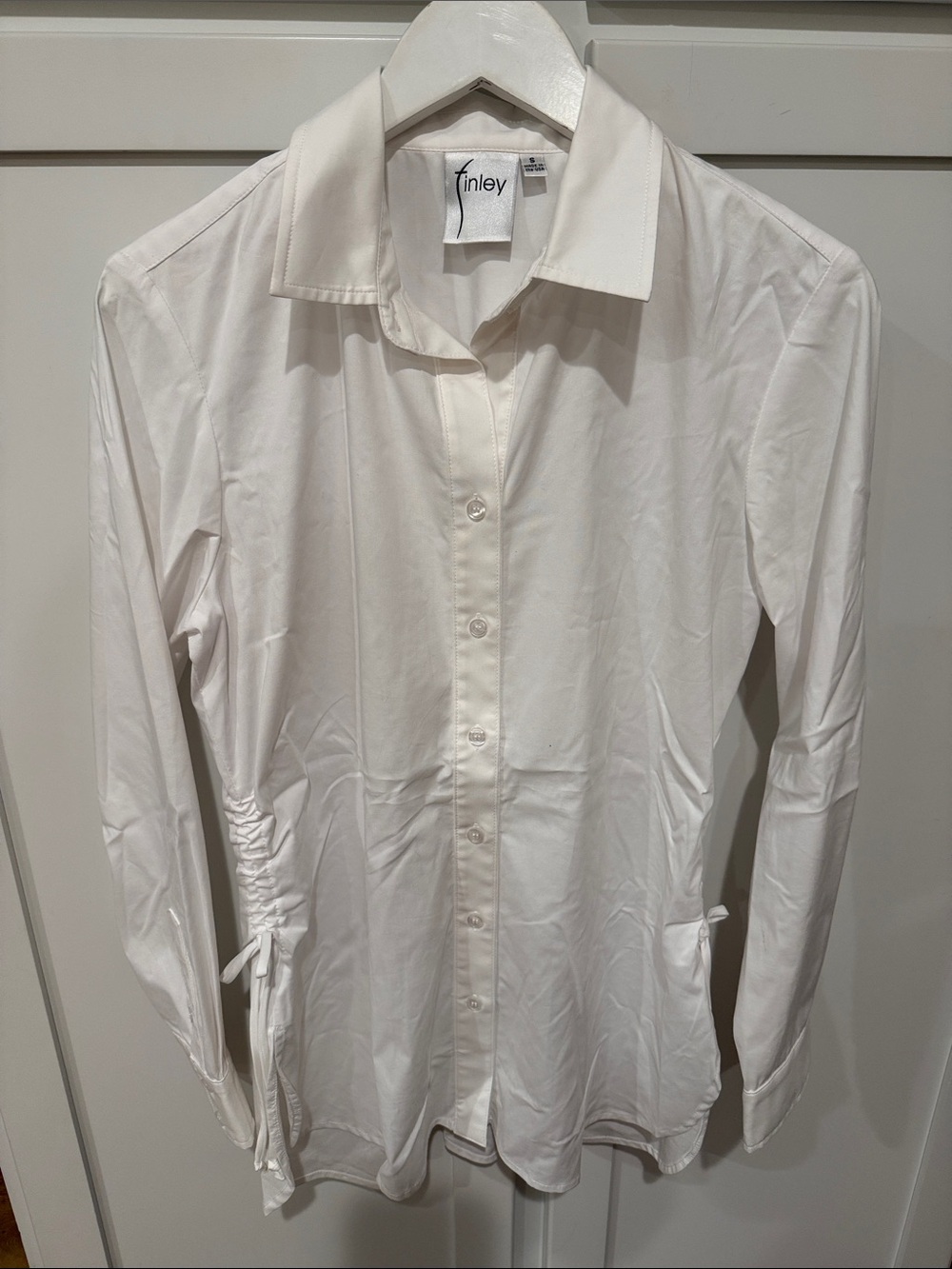 Finley White Long-Sleeve Button-Down Shirt